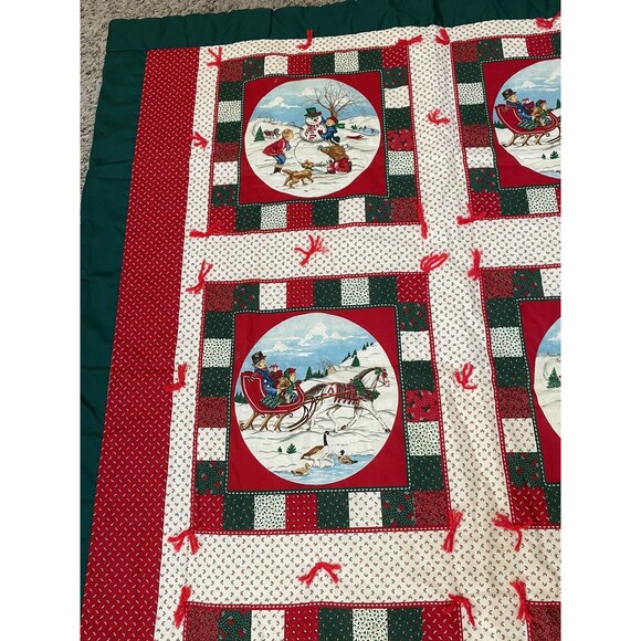 Homemade Christmas Winter Quilt Hand Tied Throw - Picture 4 of 6